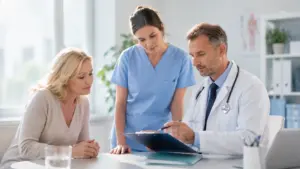 Ärztin und Arzt im Patientengespräch – Symbolbild für Managementberatung im Gesundheitswesen